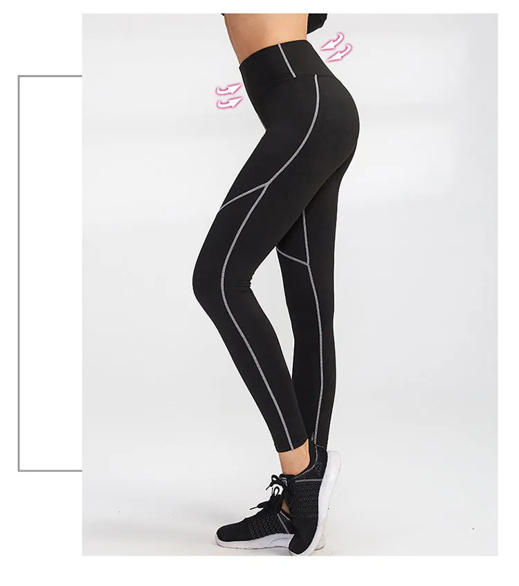Thermal Sports Suits Women Workout Yoga Set Fitness Clothing High Waist Running Pants Gym Leggings Long Sleeve Crop Top Shirts