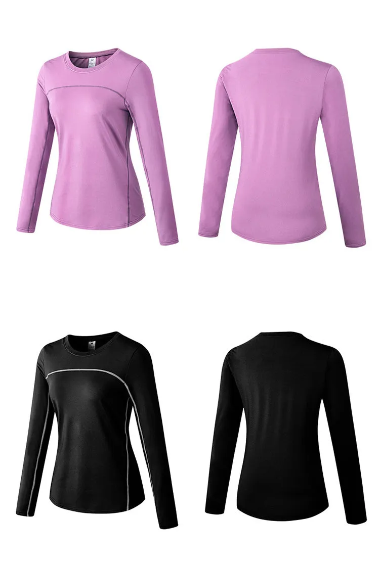Thermal Sports Suits Women Workout Yoga Set Fitness Clothing High Waist Running Pants Gym Leggings Long Sleeve Crop Top Shirts