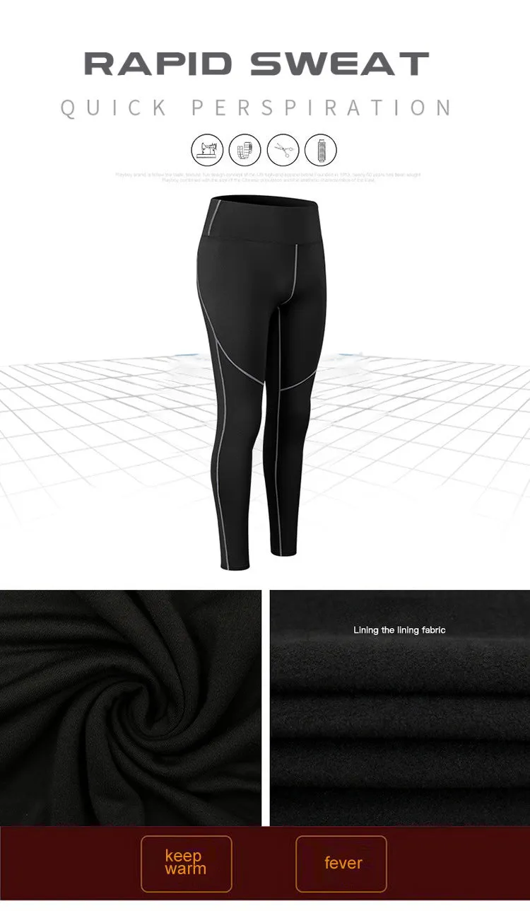 Thermal Sports Suits Women Workout Yoga Set Fitness Clothing High Waist Running Pants Gym Leggings Long Sleeve Crop Top Shirts