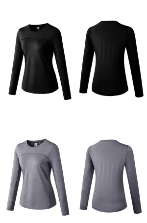 Thermal Sports Suits Women Workout Yoga Set Fitness Clothing High Waist Running Pants Gym Leggings Long Sleeve Crop Top Shirts