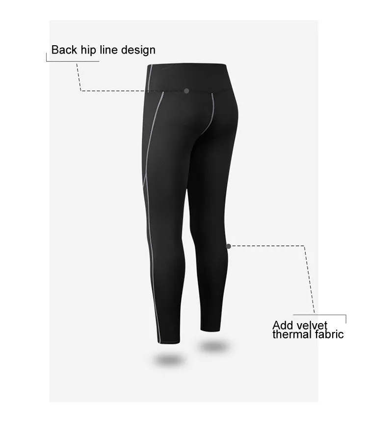 Thermal Sports Suits Women Workout Yoga Set Fitness Clothing High Waist Running Pants Gym Leggings Long Sleeve Crop Top Shirts