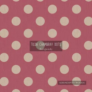 Tilda Chambray Dots Burgundy Fabric 160053