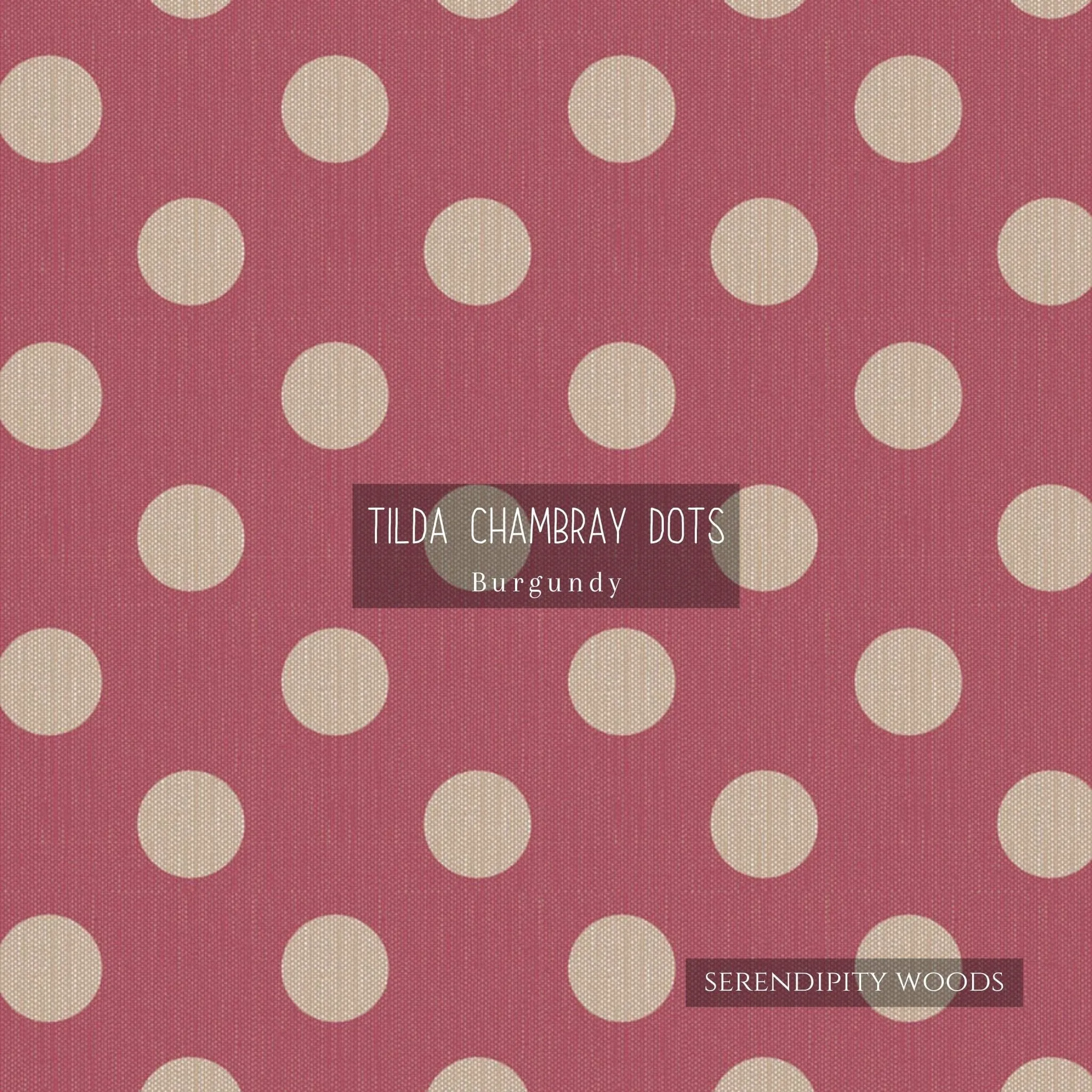 Tilda Chambray Dots Burgundy Fabric 160053
