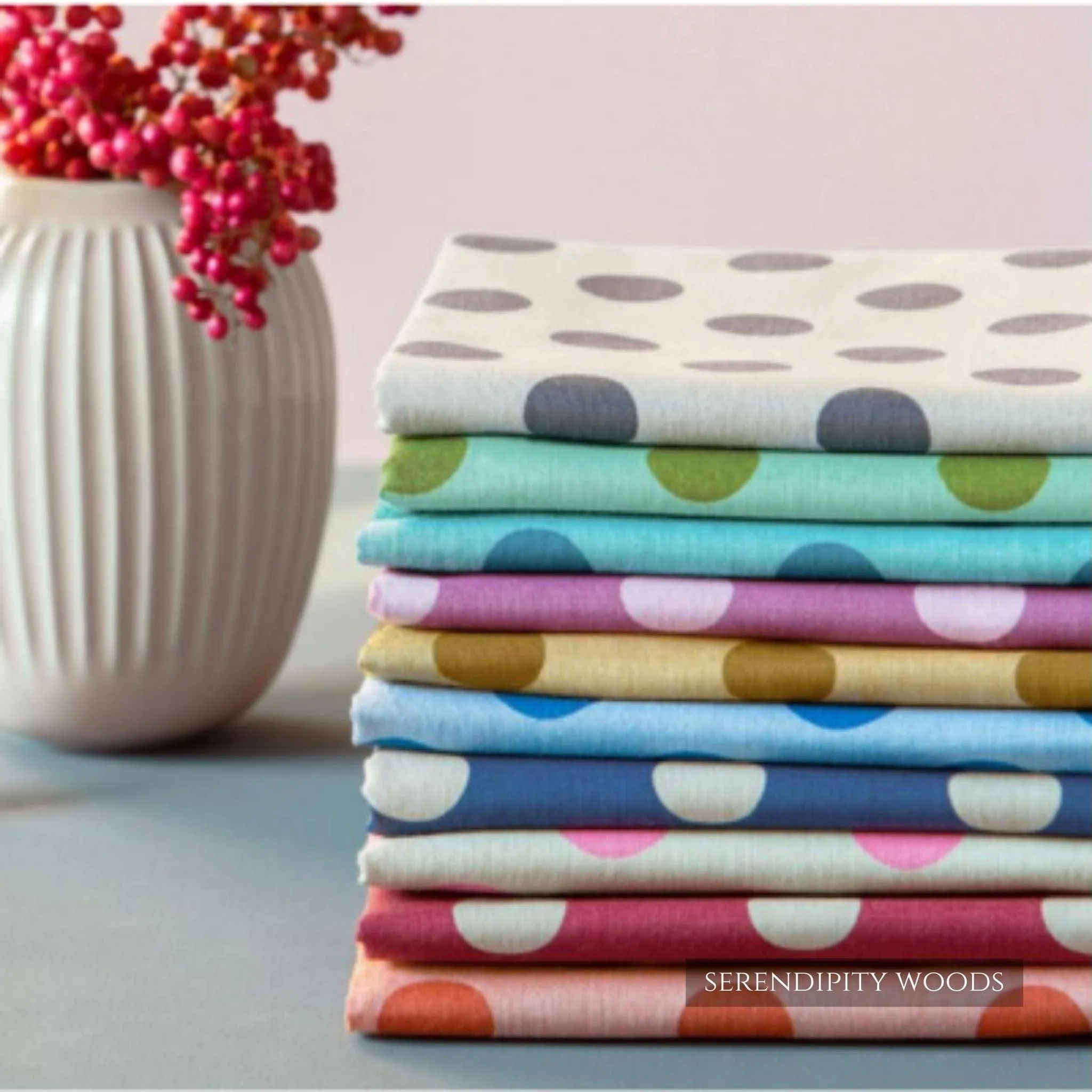 Tilda Chambray Dots Teal Green Fabric 160059