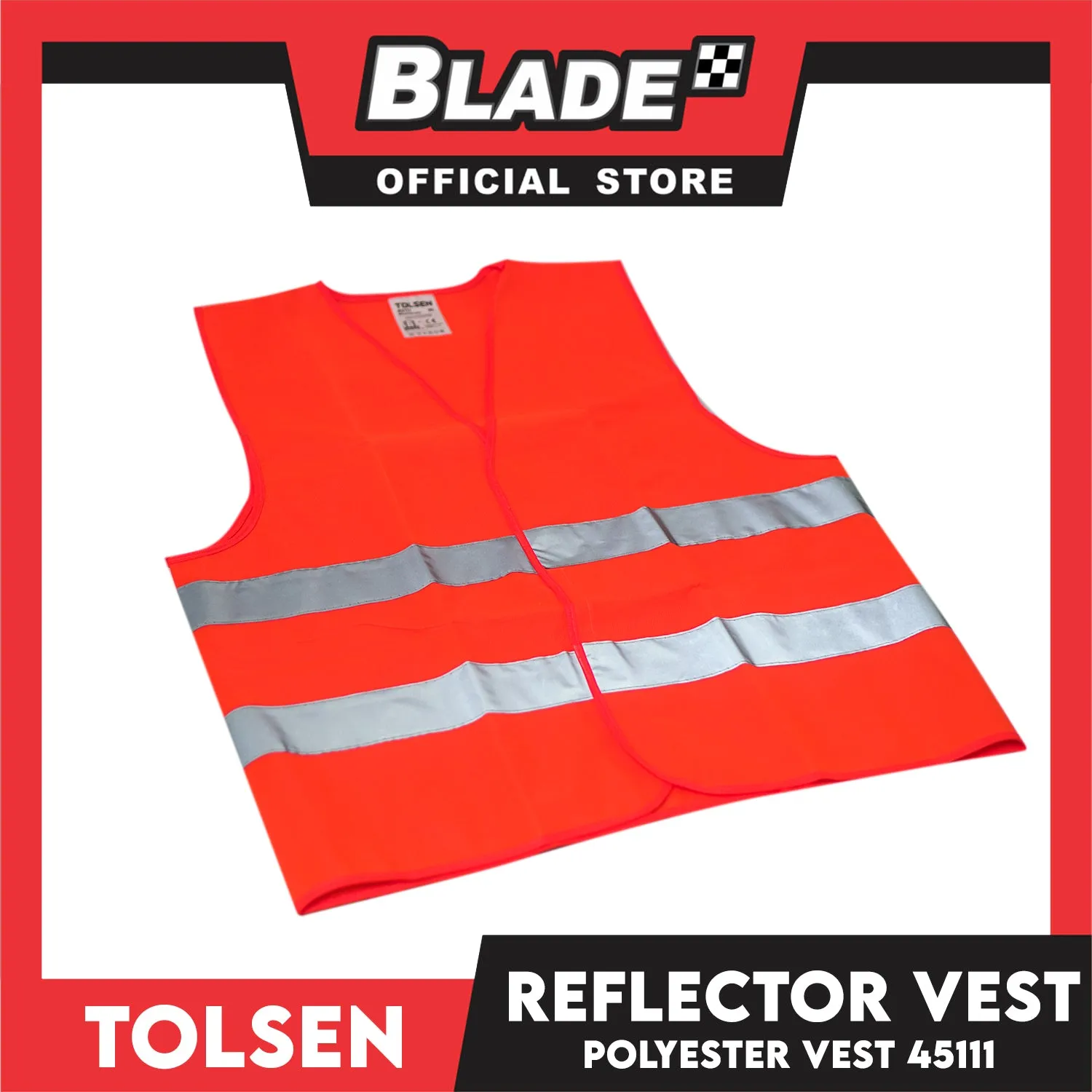 Tolsen 45111 Safety Reflector Vest  (XL) Polyester and High Reflective Tape (Neon Orange)