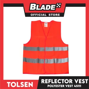 Tolsen 45111 Safety Reflector Vest  (XL) Polyester and High Reflective Tape (Neon Orange)