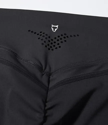 TomTiger Yoga Shorts for Women Tummy Control High Waist Biker Shorts Exercise Workout Butt Lifting Tights Women's Short Pants (Black, XS)