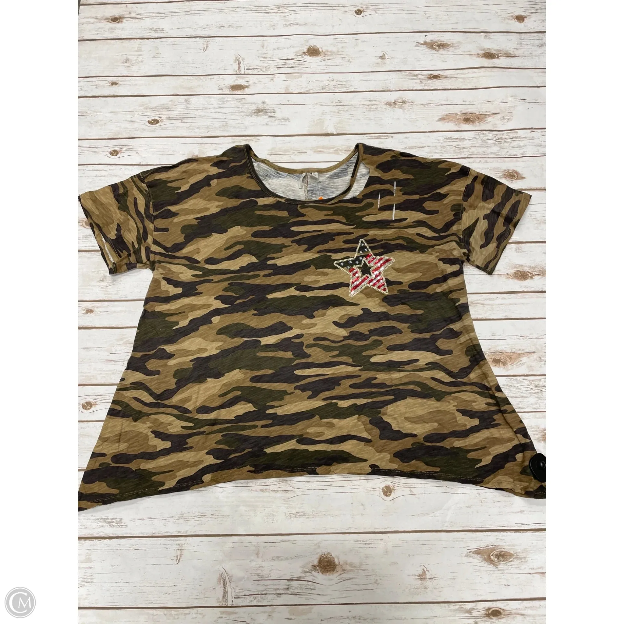Top Short Sleeve By Cato In Camouflage Print, Size: 2x