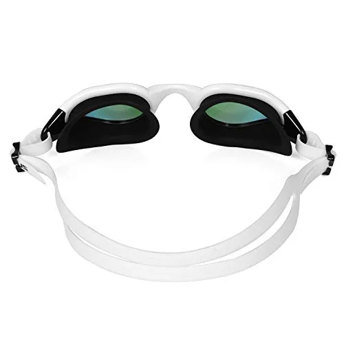 TOPLUS Swim Goggles, Goggles No Leaking Anti Fog UV Protection Swimming Goggles Triathlon for Men Women Youth Kids Child, with Mirrored & Waterproof, UV Protection Clear Lenses - Black & White