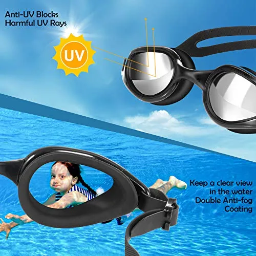 TOPLUS Swimming Goggles, No Leaking Anti Fog UV Protection Triathlon Swim Goggles with Soft Silicone Nose Bridge for Men/Women/Youth/Junior/Kids, Coming with Nose Clip Earplugs and Protection Case