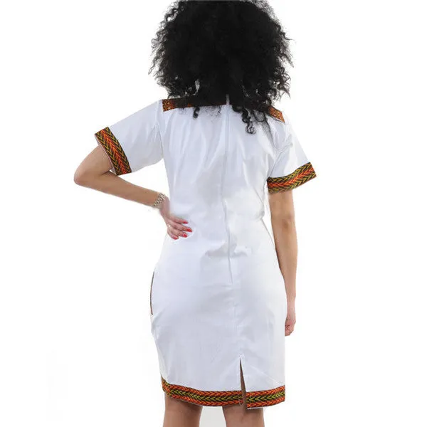 Traditional African Kitenge Dashiki Kanga Print Fitted Above Knee One Piece Dress