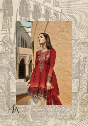 Trendy Indian Style Lawn Designer Frock Dress Net Dupatta -L1162