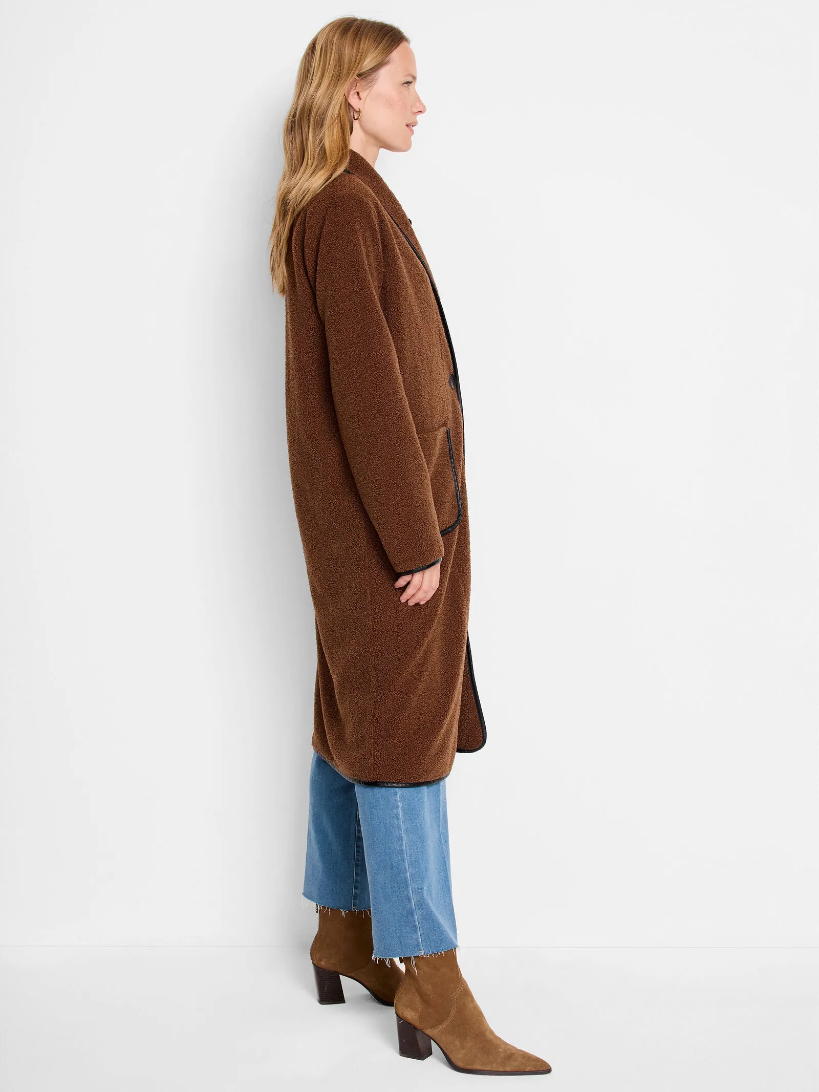 trimmed teddy coat