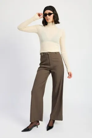 Trouser Pants With Adjustable Waist Band Buckle