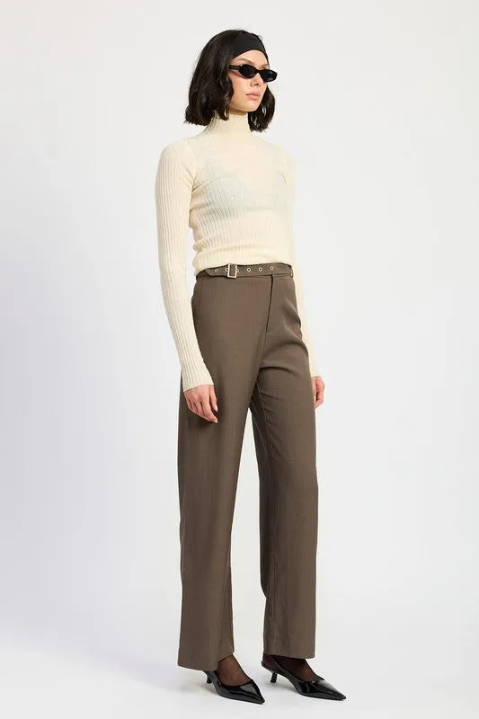Trouser Pants With Adjustable Waist Band Buckle