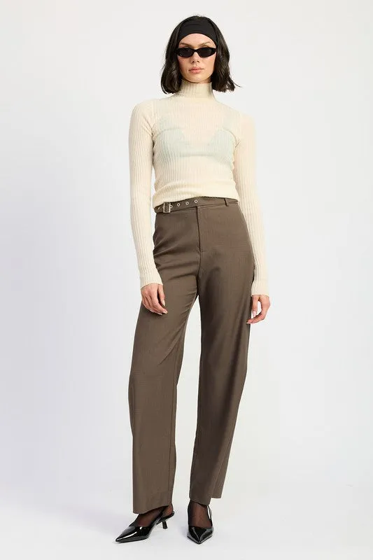 Trouser Pants With Adjustable Waist Band Buckle