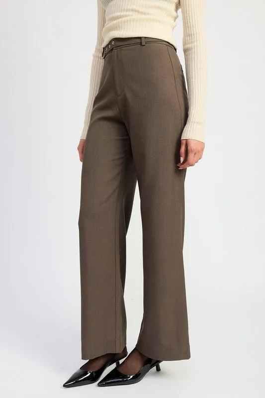 Trouser Pants With Adjustable Waist Band Buckle