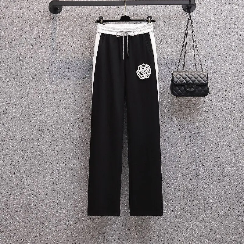 Two Piece Set Wide Leg Pants Print T Shirt Suits