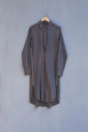 Urvashi Kaur   I   Longshan TUNIC MISA DRESS handwoven organic cotton slate TESSELLATE- 85
