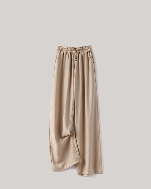 Vintage Wash Linen Tencel Wide Leg Pants