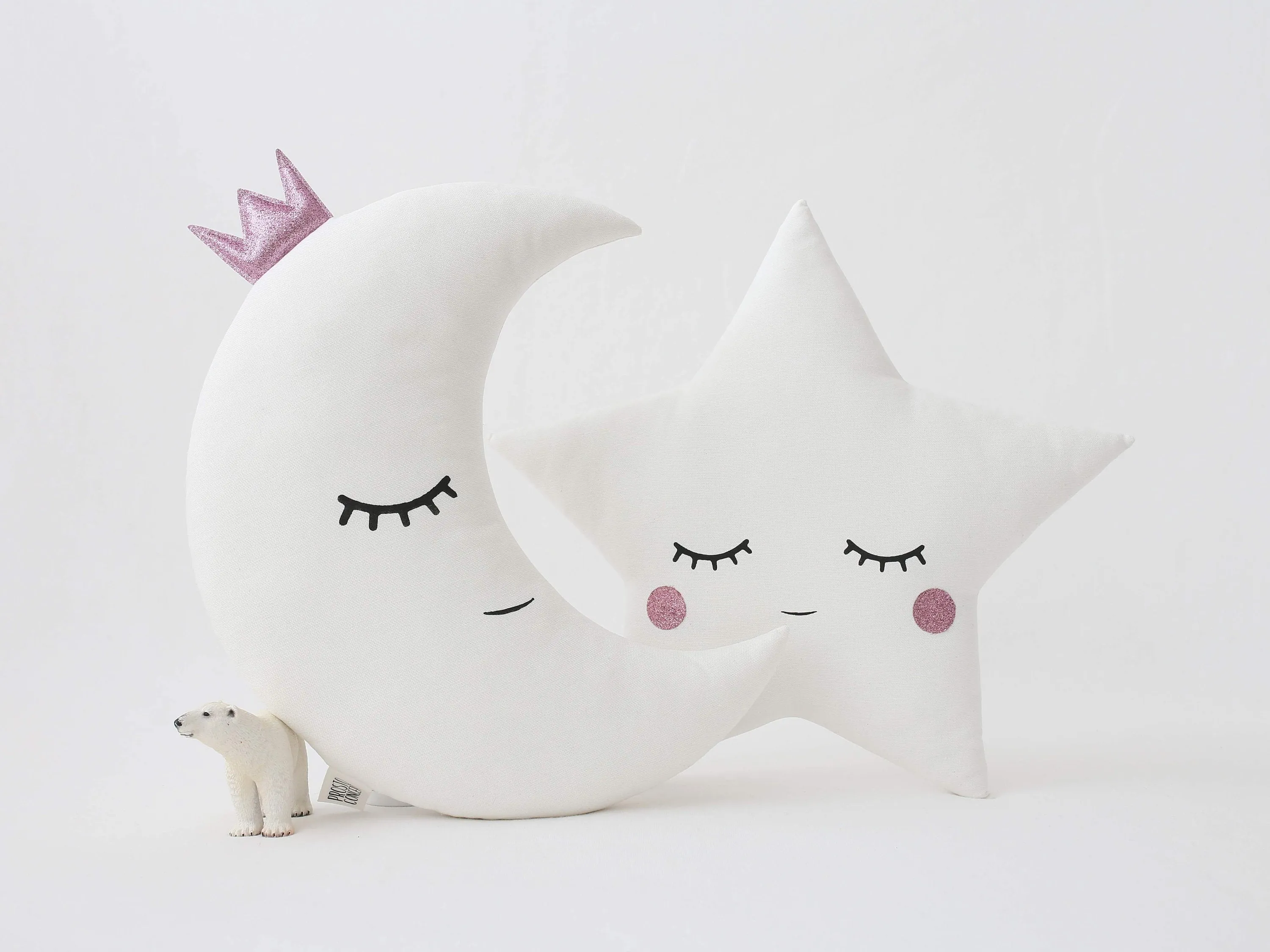 White Star Pillow with Pink Cheeks