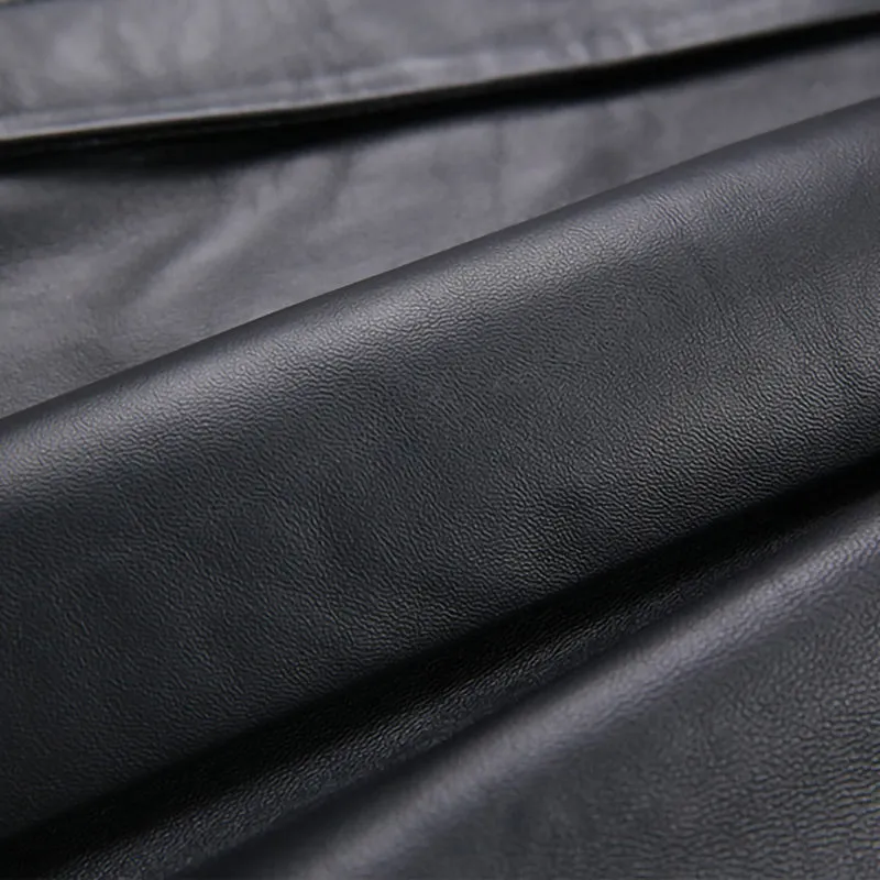 Women Leather Skirt Pleated Elastic Belt Simple High Waist Skirt Leather Sheepskin Dress 2022 Autumn Winter New TF4745