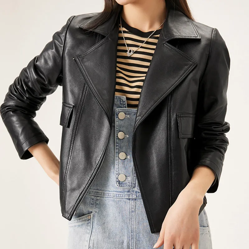 Women Spring Genuine Vegetable Tanned Leather Jackets Lady Retro Sheepskin Coats Female Vintage Jacket Autumn Clothes CL4018