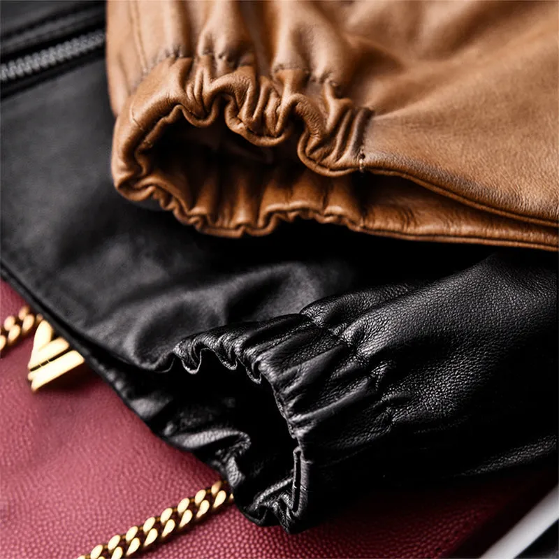 Women Spring Genuine Vegetable Tanned Leather Jackets Lady Retro Sheepskin Coats Female Vintage Jacket Autumn Clothes CL4018