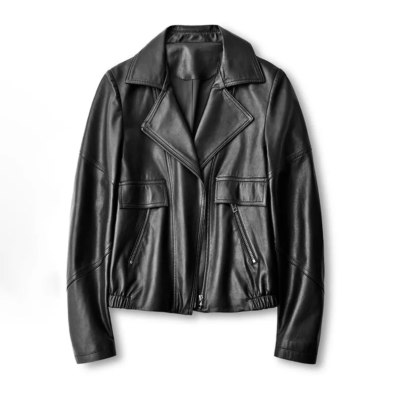 Women Spring Genuine Vegetable Tanned Leather Jackets Lady Retro Sheepskin Coats Female Vintage Jacket Autumn Clothes CL4018