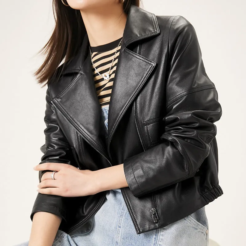 Women Spring Genuine Vegetable Tanned Leather Jackets Lady Retro Sheepskin Coats Female Vintage Jacket Autumn Clothes CL4018