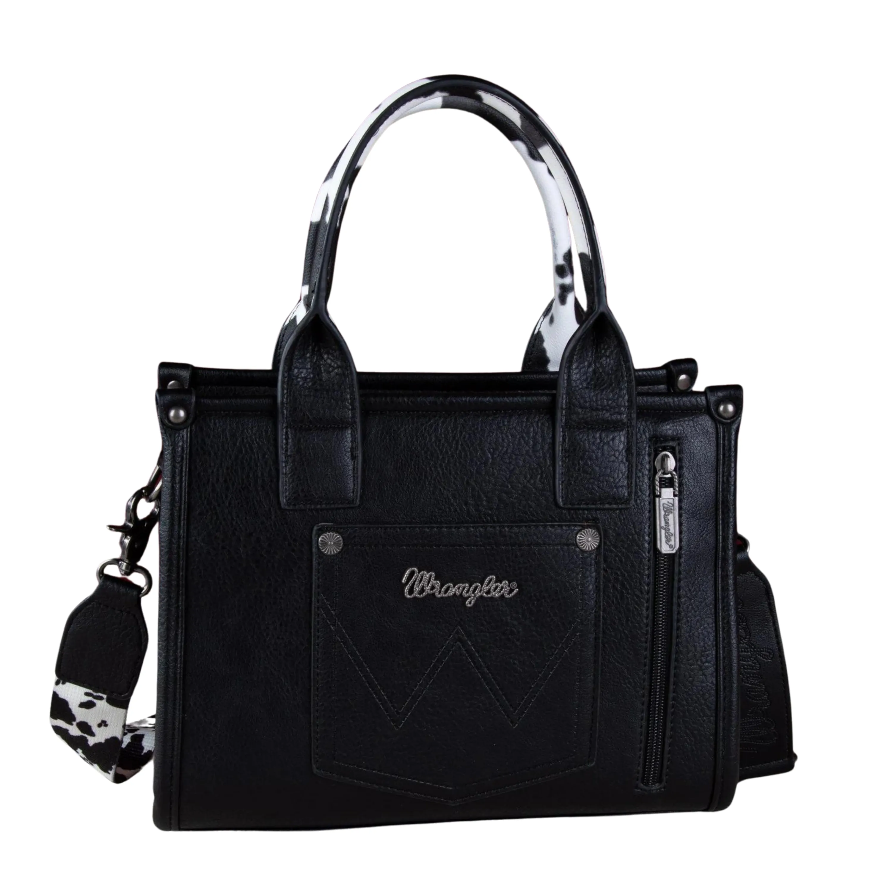 Wrangler Cow Print 2 in 1 Tote and Crossbody in Black