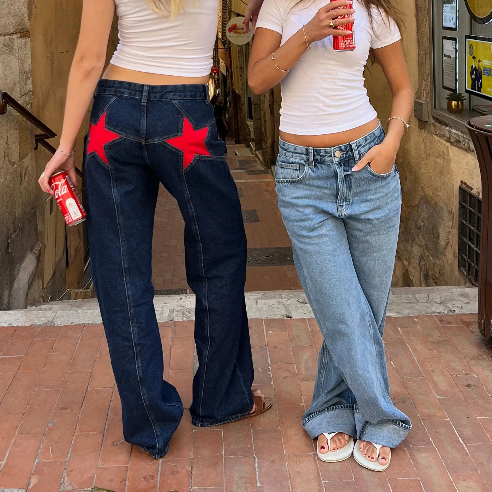Y2K Star Print Vintage Denim – Loose Fit, Low-Waist Statement Jeans