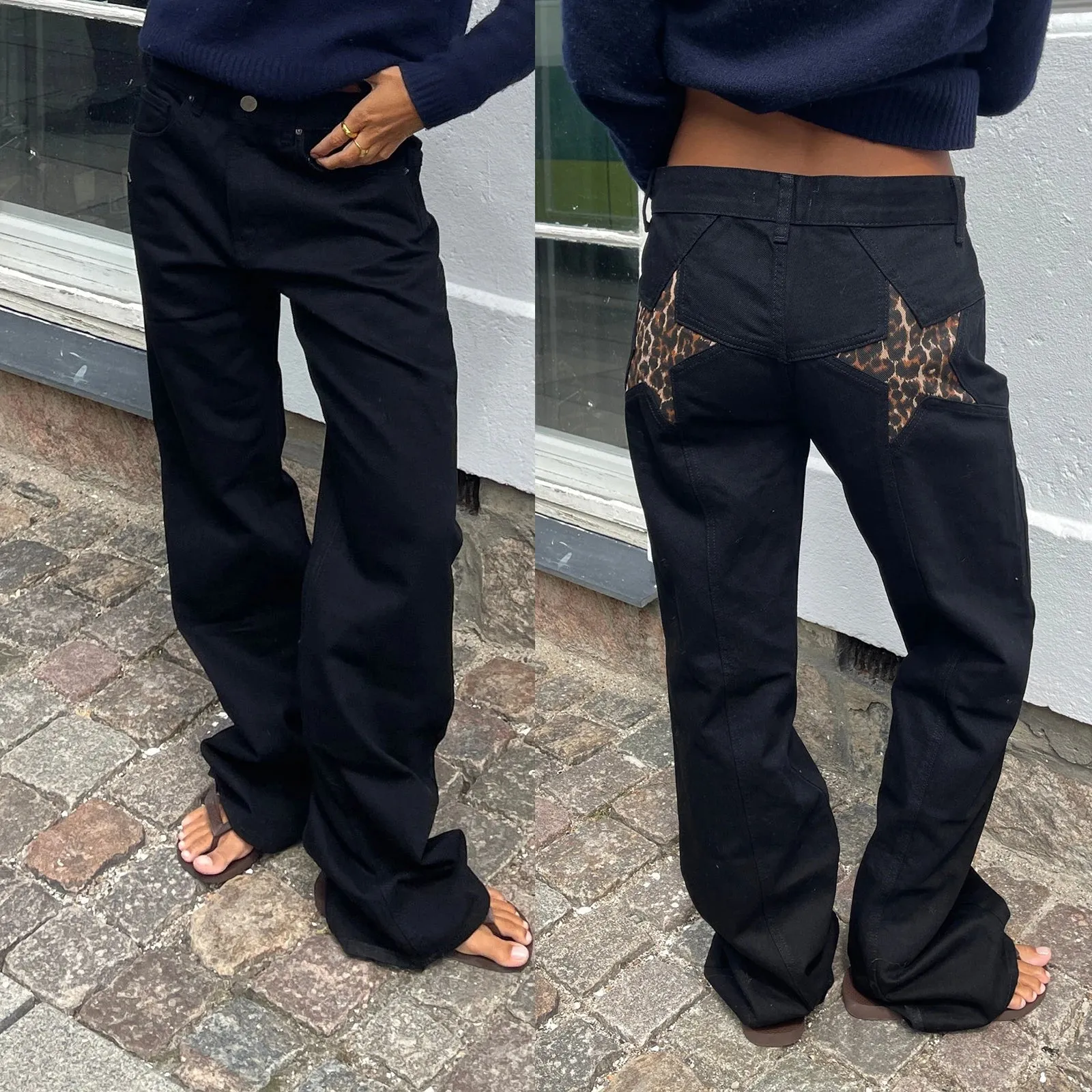 Y2K Star Print Vintage Denim – Loose Fit, Low-Waist Statement Jeans