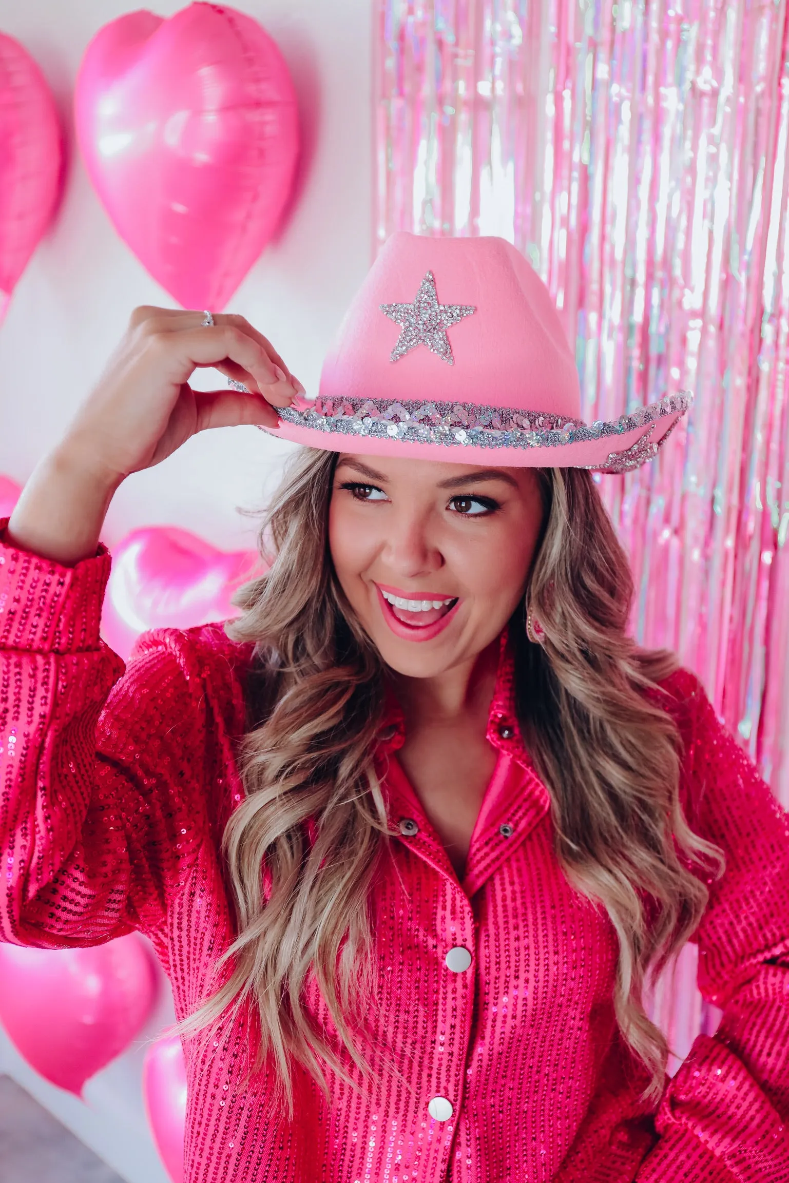 You're A Star Sequin Cowgirl Hat - Pink