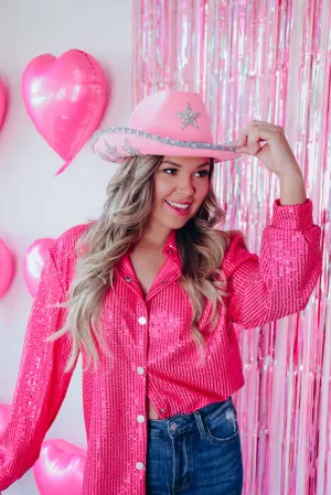 You're A Star Sequin Cowgirl Hat - Pink