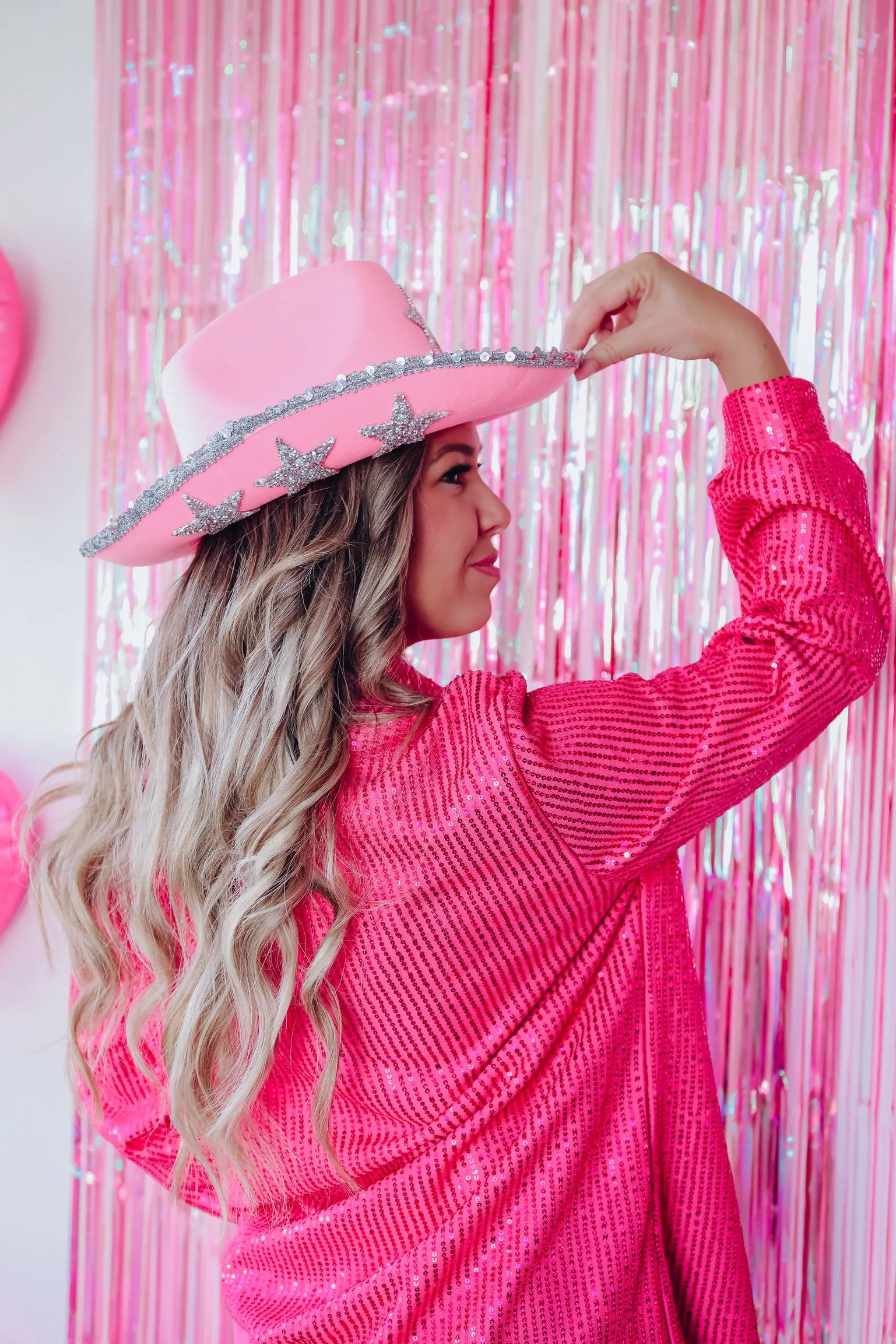 You're A Star Sequin Cowgirl Hat - Pink
