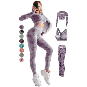 ZS-high quality camo 3pcs women's Fitness Gym- Outdoor sports Suit.