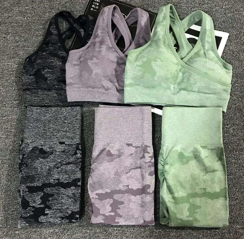 ZS-high quality camo 3pcs women's Fitness Gym- Outdoor sports Suit.