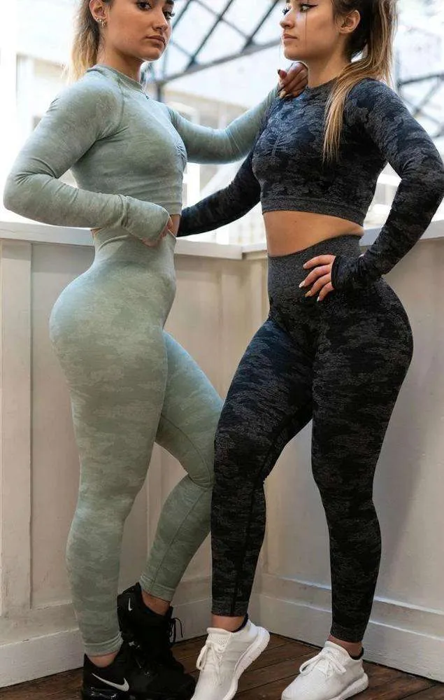 ZS-high quality camo 3pcs women's Fitness Gym- Outdoor sports Suit.